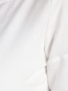 Geometric structured comfort cotton linen top
