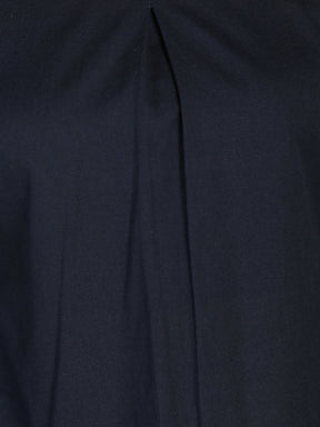 Inverted pleat solid Lantern sleeved cotton linen top