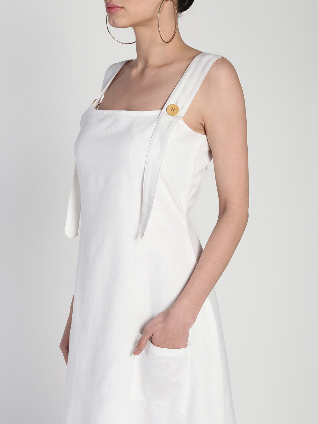 Cotton linen dungaree dress