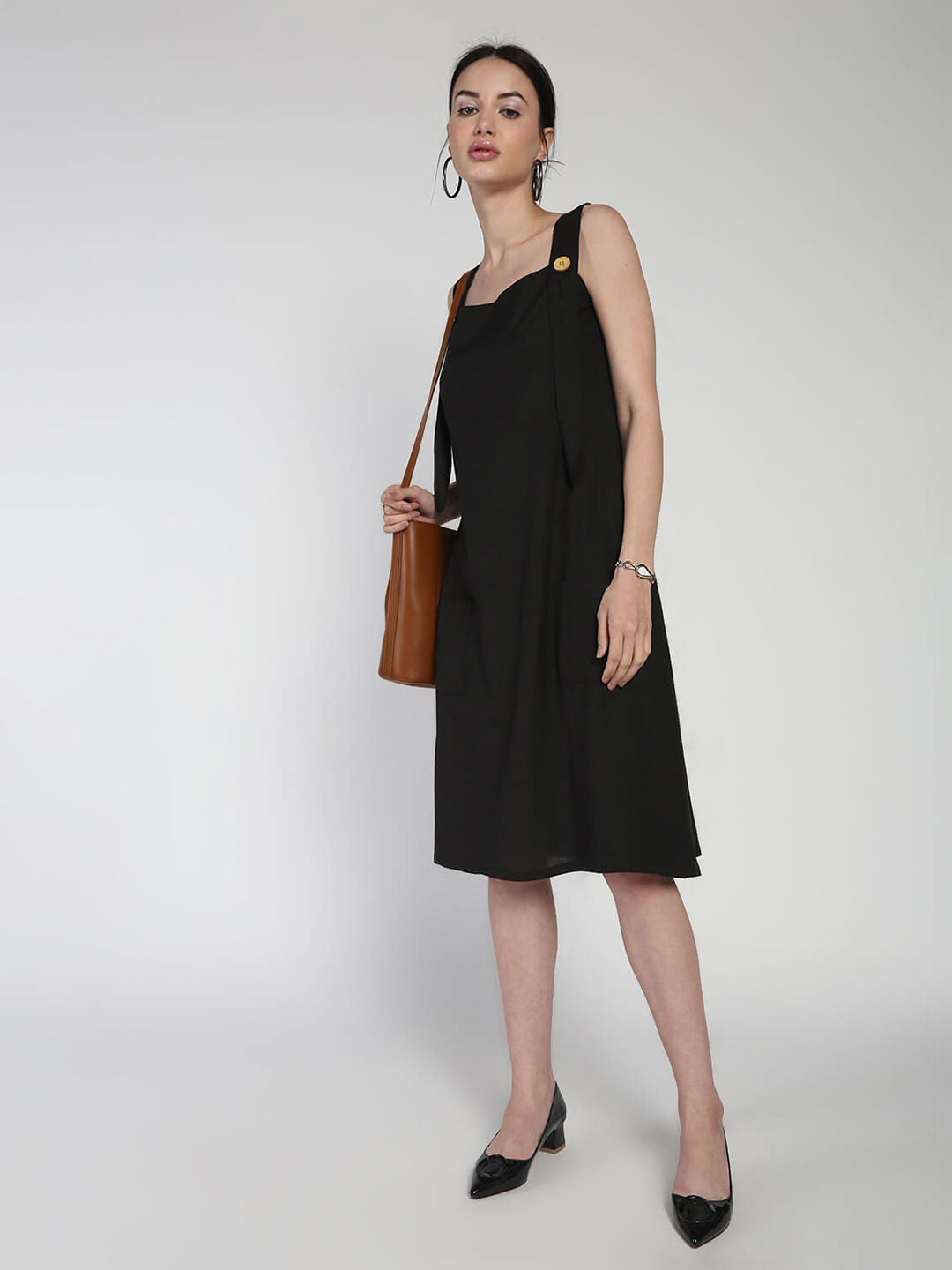 Cotton linen dungaree dress