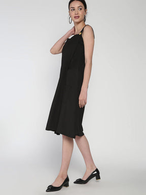Cotton linen dungaree dress
