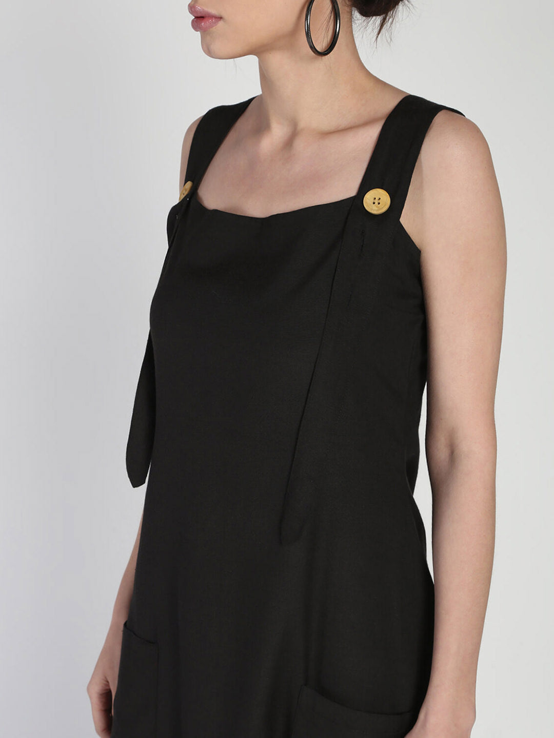 Cotton linen dungaree dress
