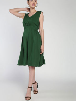 Belted waist Polycrepe dress