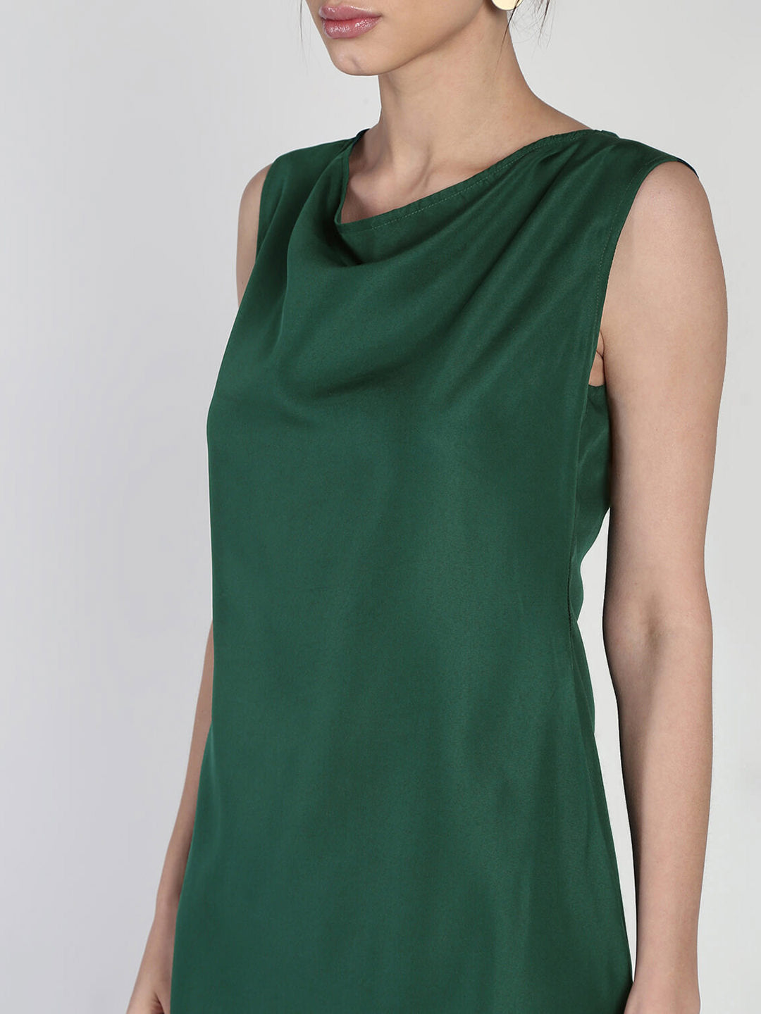 Cowl neck Pephem Crepe Dress