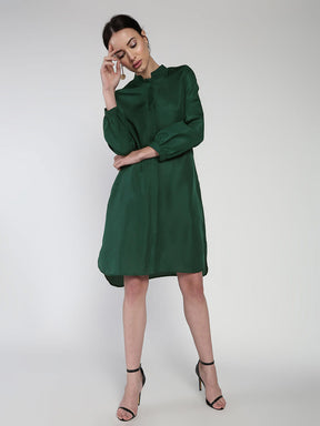 Double placketed Crepe shirt dress