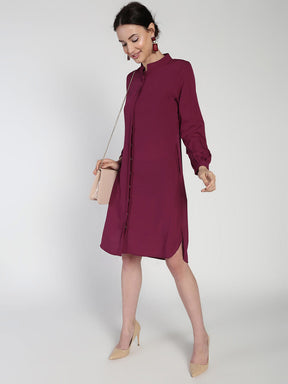Double placketed Crepe shirt dress