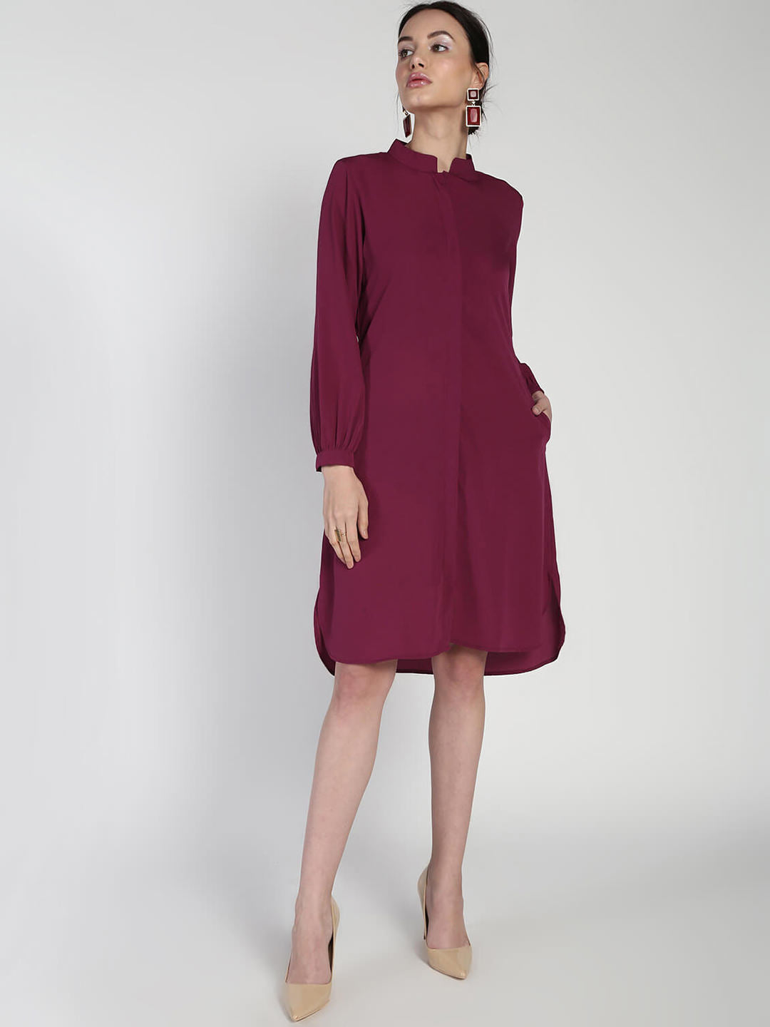 Double placketed Crepe shirt dress
