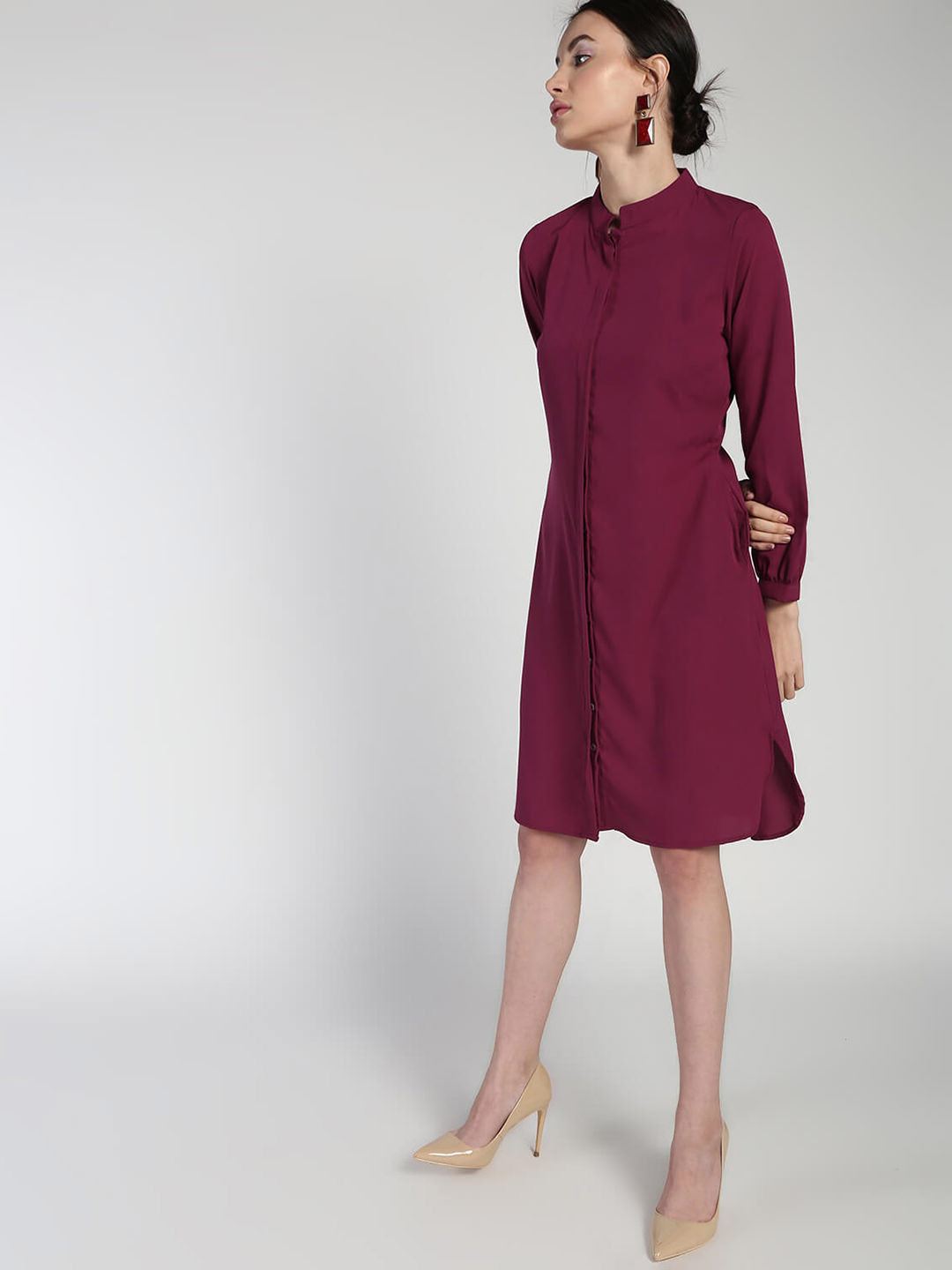 Double placketed Crepe shirt dress