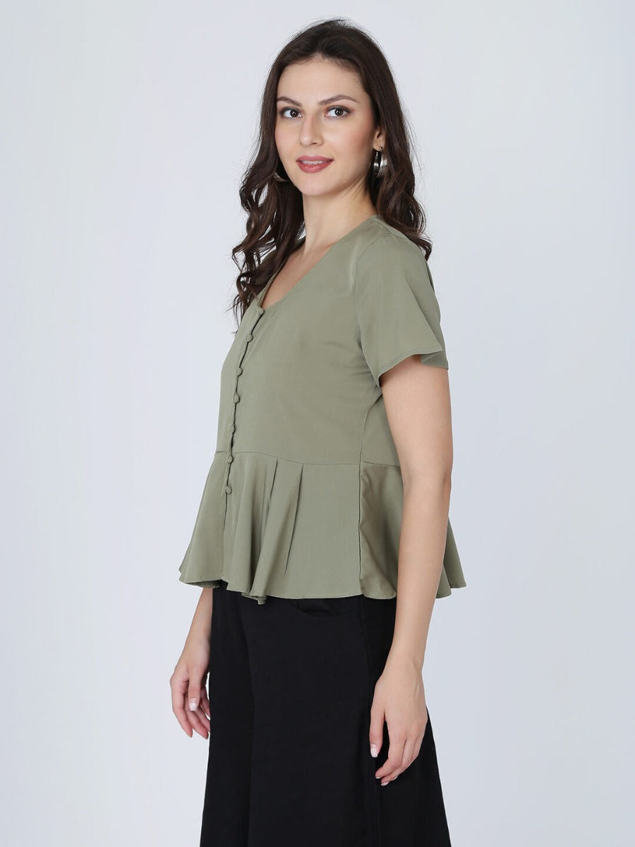 Dohyenne Poly Crepe Peplum Top