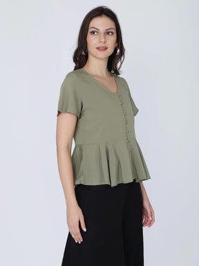 Dohyenne Poly Crepe Peplum Top