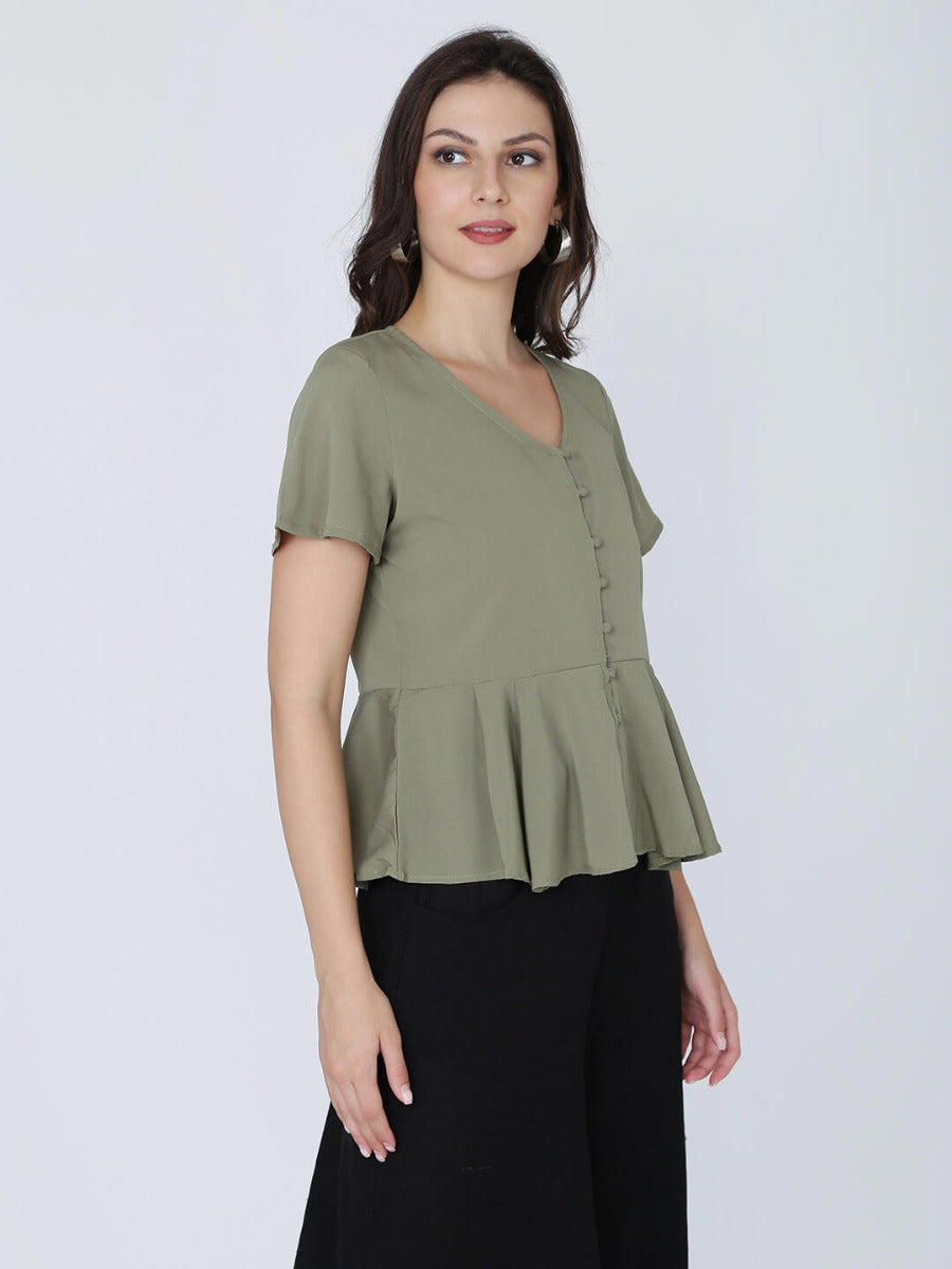 Dohyenne Poly Crepe Peplum Top