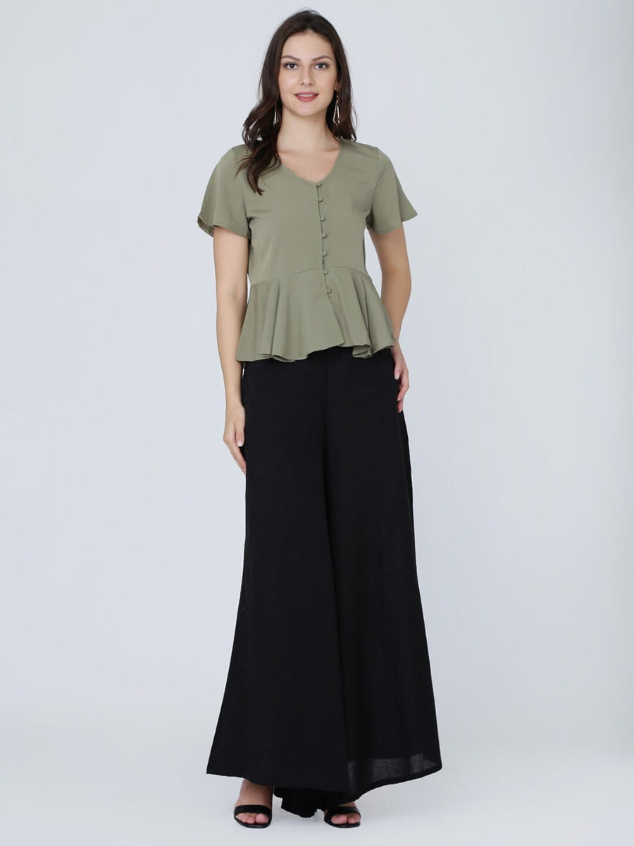 Dohyenne Poly Crepe Peplum Top