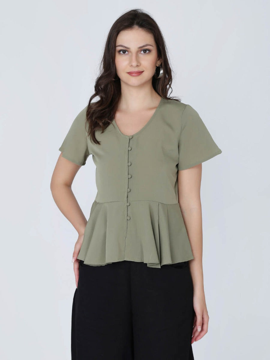 Dohyenne Poly Crepe Peplum Top