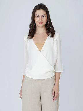 Dohyenne Wrap Layered Cowl Top