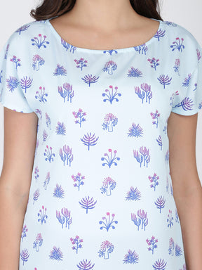 Dohyenne Drop Shoulder Tropical Print Top