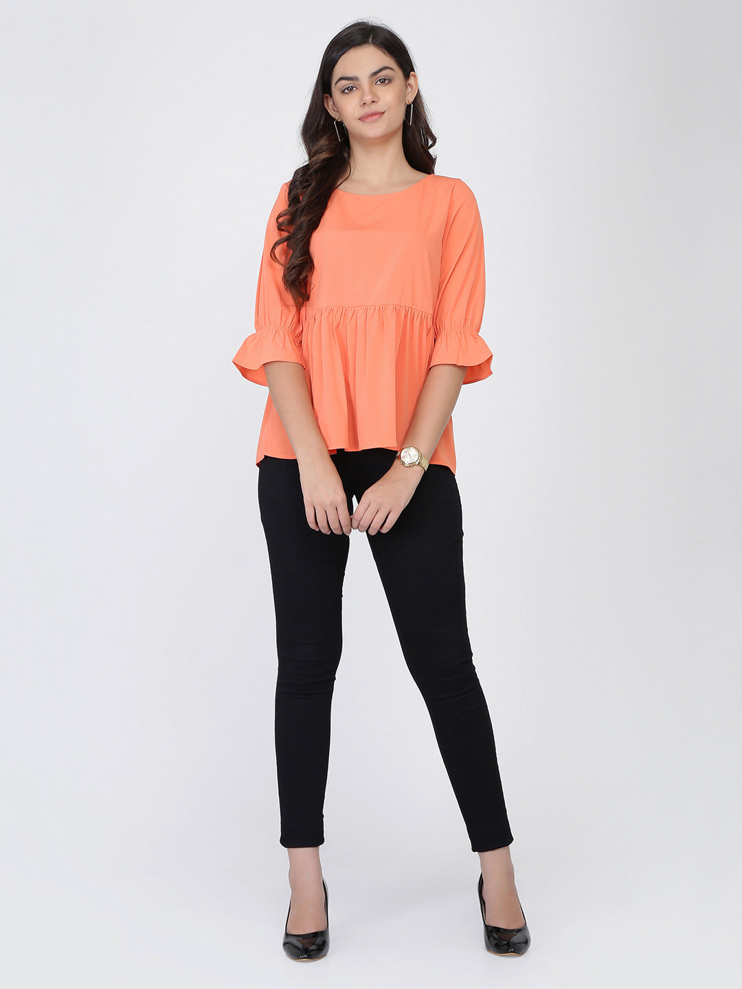 Dohyenne Drop Waist Poly Crepe Top