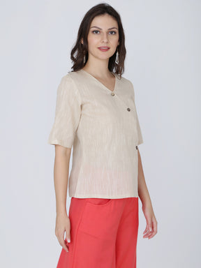 Dohyenne Cotton Linen Wrap Top