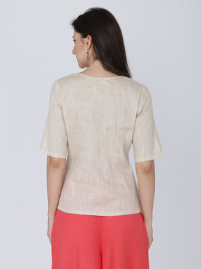 Dohyenne Cotton Linen Wrap Top
