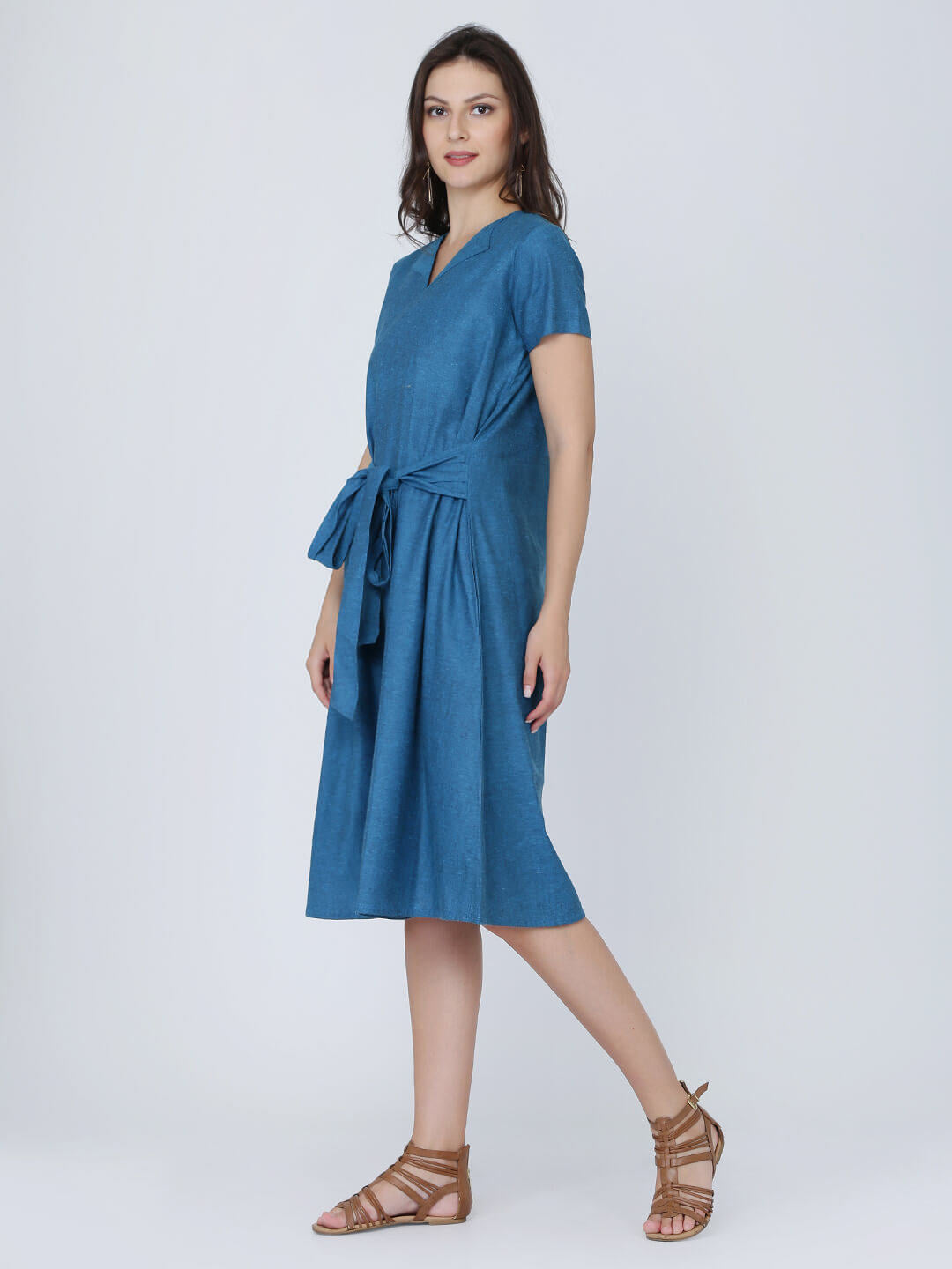 Dohyenne Cotton Linen Belted Dress
