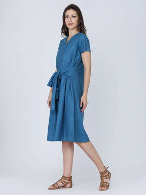 Dohyenne Cotton Linen Belted Dress