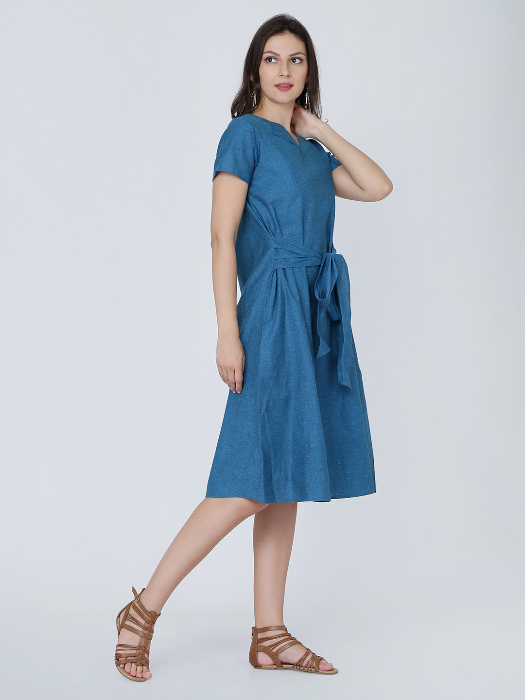Dohyenne Cotton Linen Belted Dress
