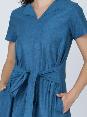 Dohyenne Cotton Linen Belted Dress