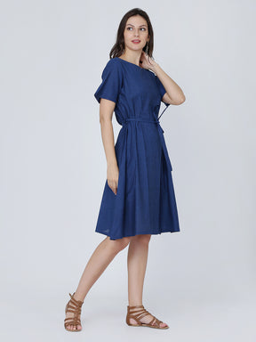 Dohyenne Cotton Linen pleated Dress