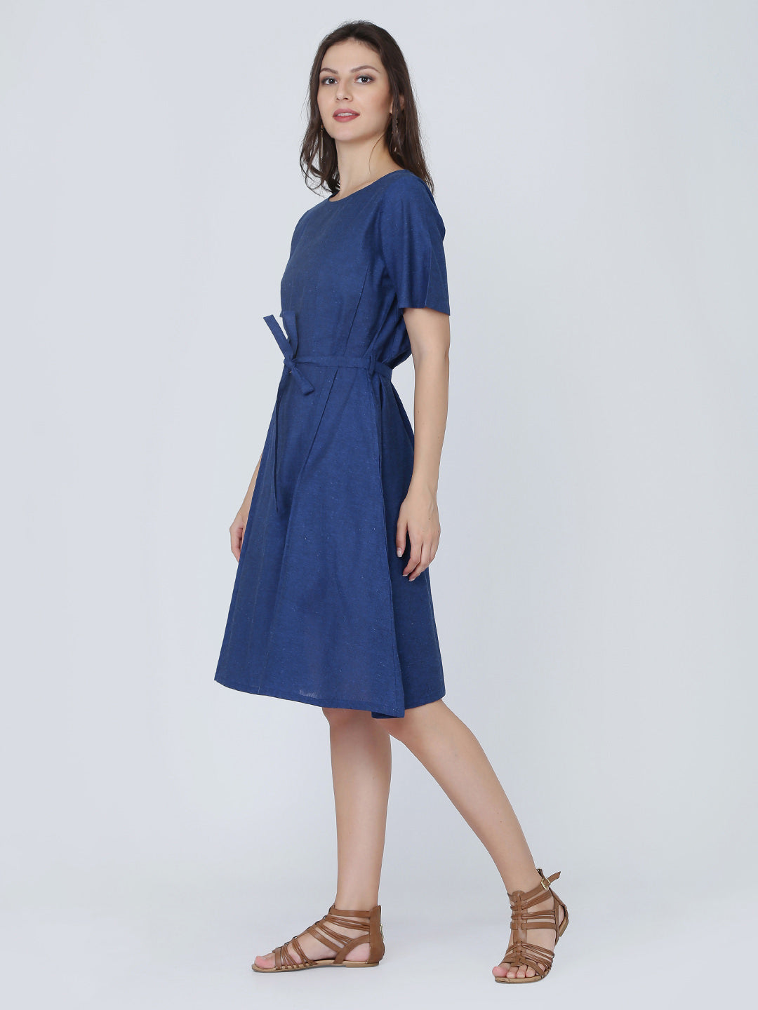 Dohyenne Cotton Linen pleated Dress