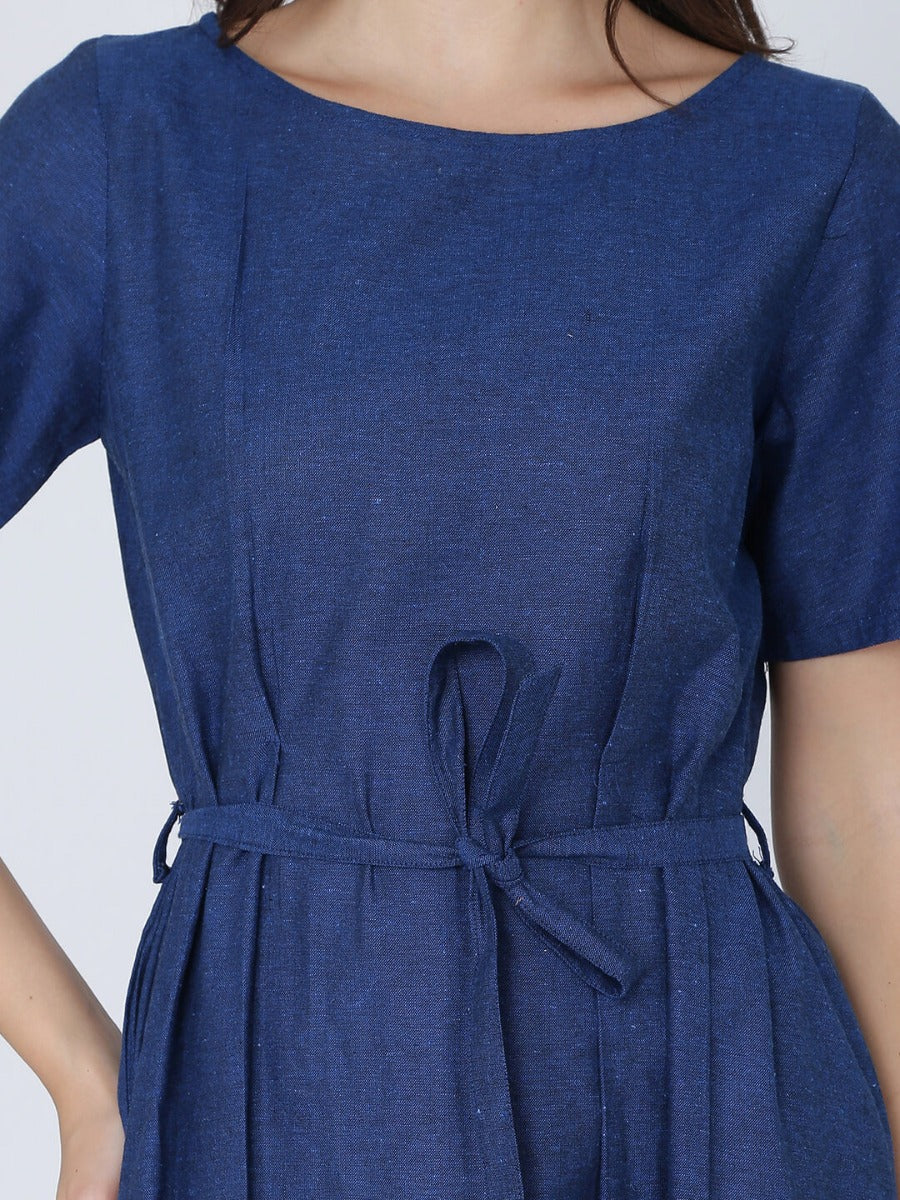 Dohyenne Cotton Linen pleated Dress