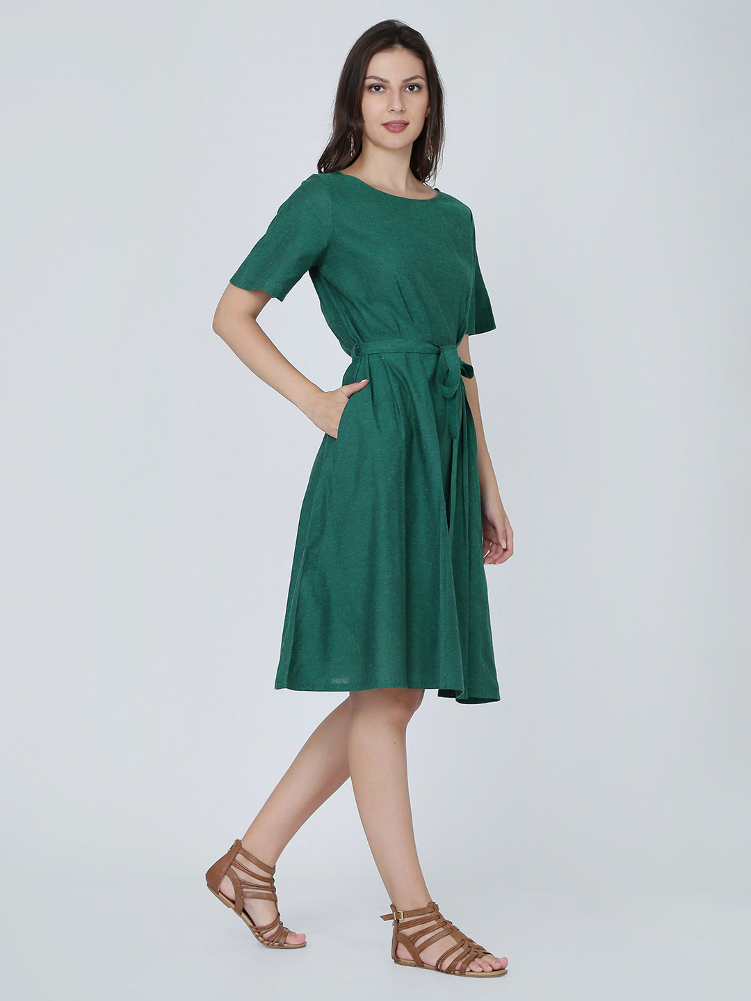 Dohyenne Cotton Linen pleated Dress