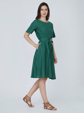 Dohyenne Cotton Linen pleated Dress