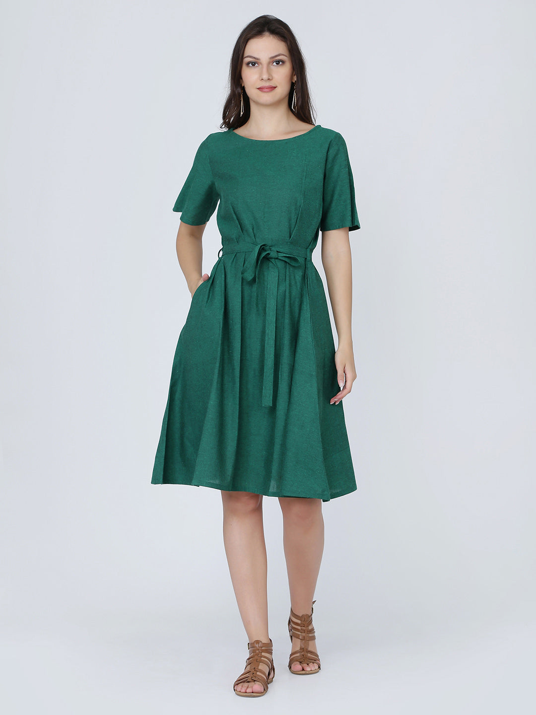 Dohyenne Cotton Linen pleated Dress