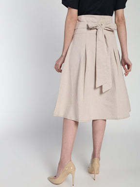 High waist Pleated Tie up belt Skirt
