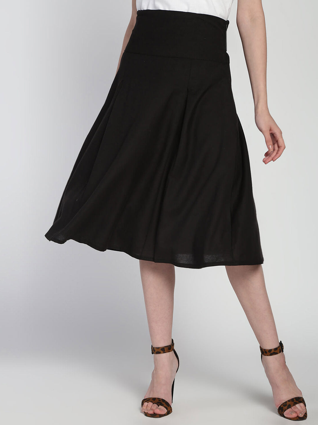 High waist Pleated Tie up belt Skirt