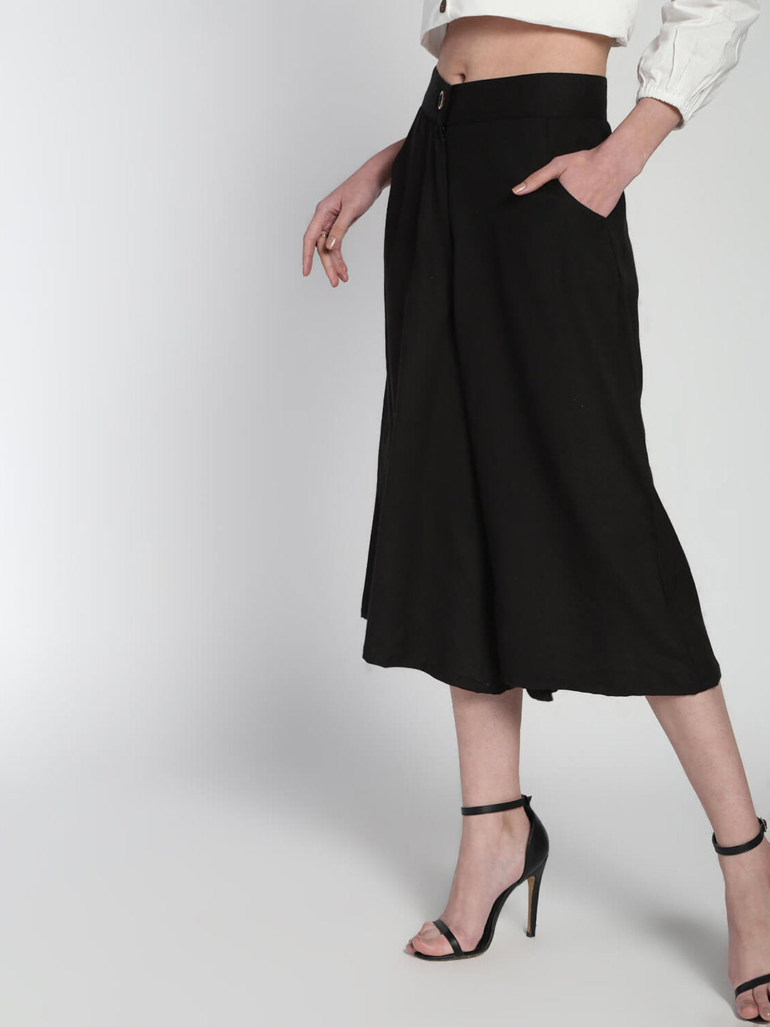 Mid rise Cotton Linen Culottes