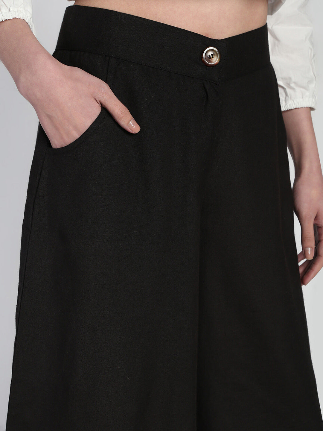 Mid rise Cotton Linen Culottes