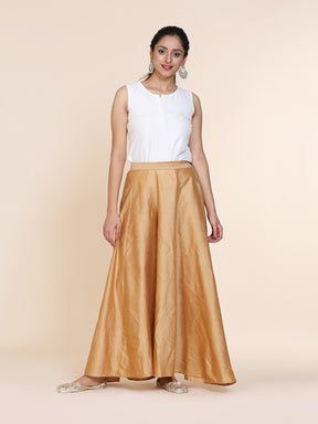 Abhishti cotton silk kalidar palazzo with pockets Gold