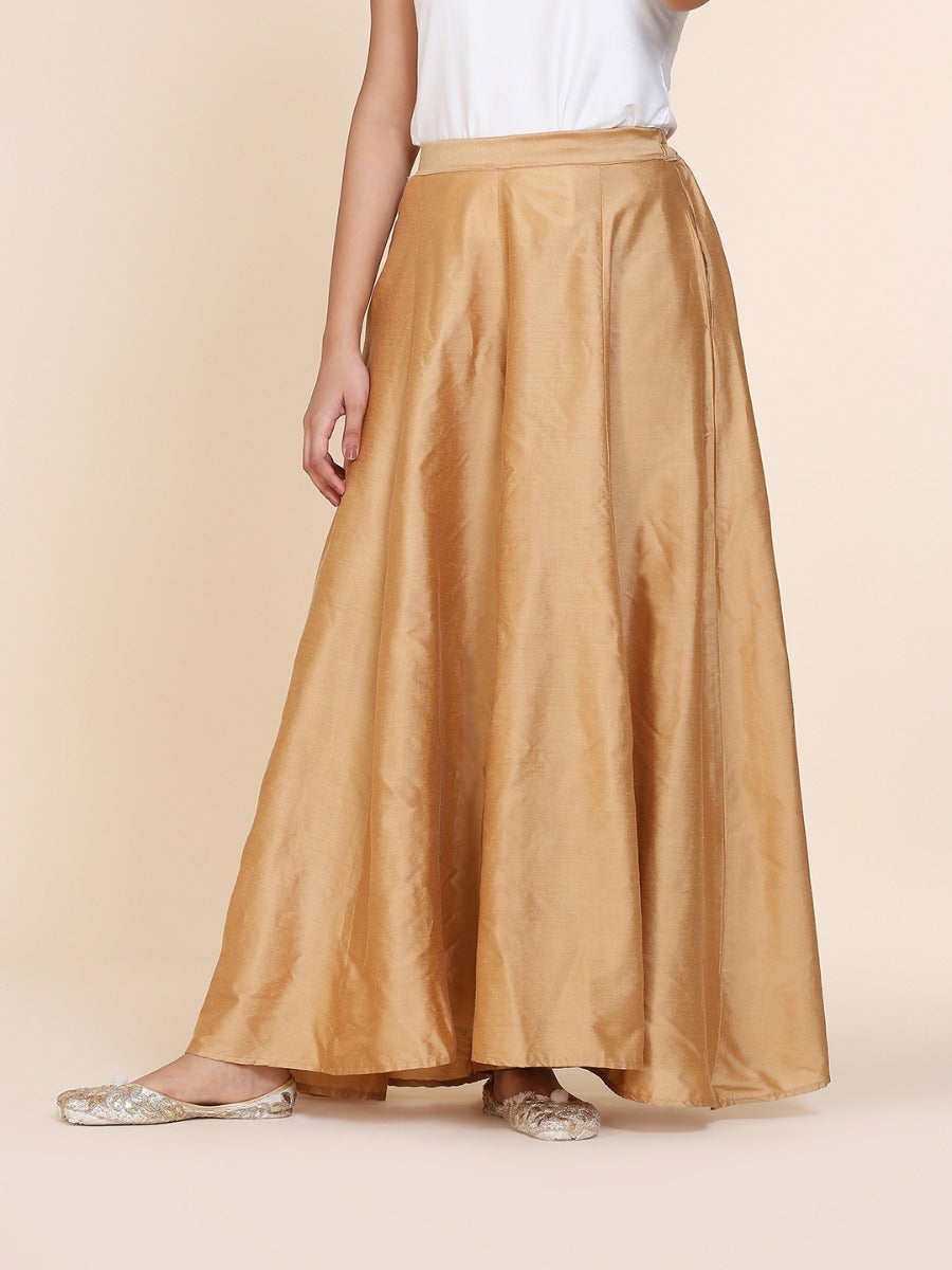 Abhishti cotton silk kalidar palazzo with pockets Gold