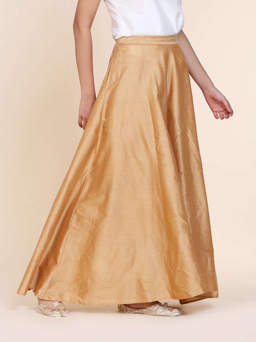 Abhishti cotton silk kalidar palazzo with pockets Gold