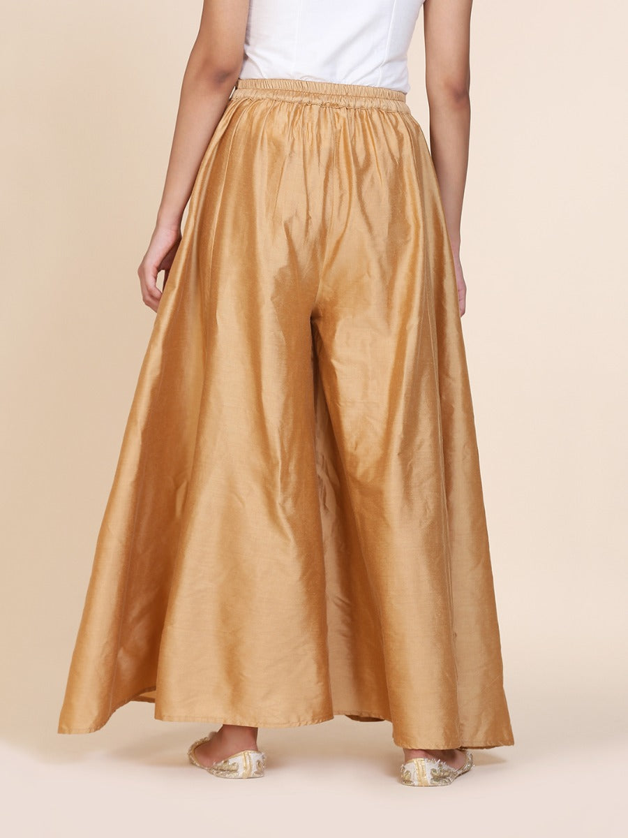 Abhishti cotton silk kalidar palazzo with pockets Gold
