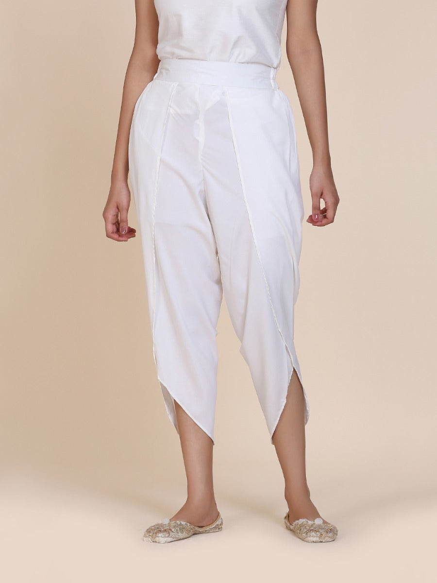 Abhishti cotton crepe tulip pant White