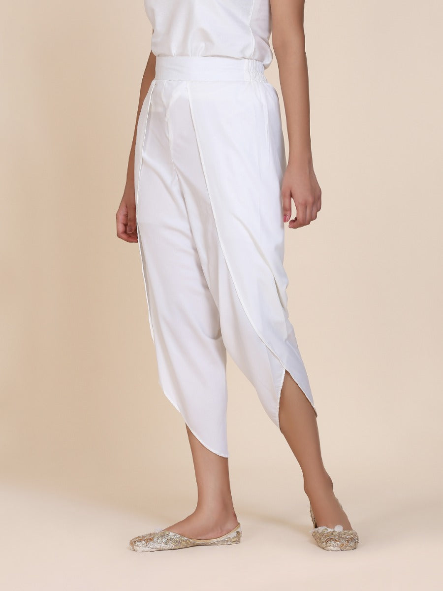 Abhishti cotton crepe tulip pant White