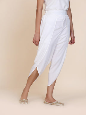 Abhishti cotton crepe tulip pant White