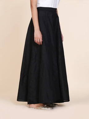 Abhishti cotton silk kalidar palazzo with pockets Black
