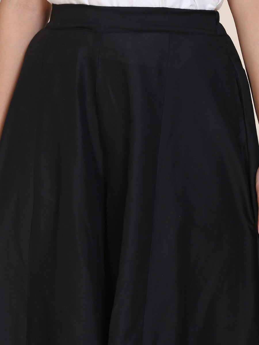 Abhishti cotton silk kalidar palazzo with pockets Black