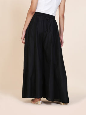 Abhishti cotton silk kalidar palazzo with pockets Black