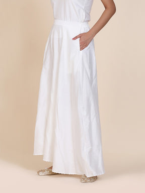 Abhishti cotton silk kalidar palazzo with pockets Off White