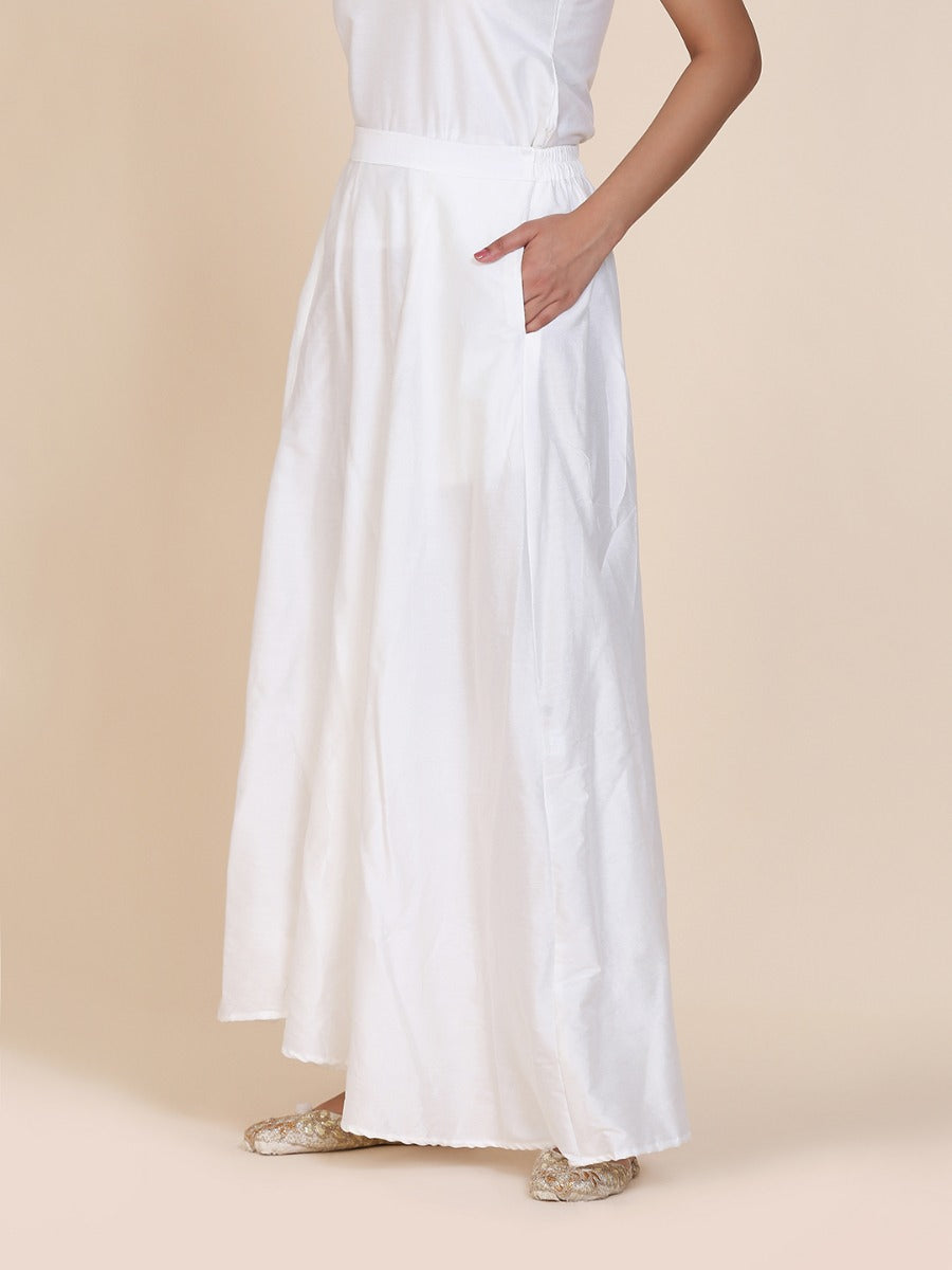 Abhishti cotton silk kalidar palazzo with pockets Off White