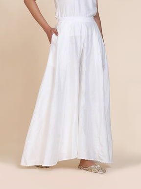 Abhishti cotton silk kalidar palazzo with pockets Off White