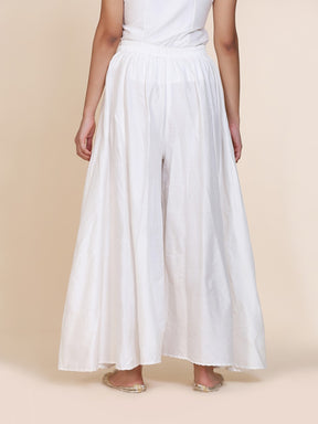 Abhishti cotton silk kalidar palazzo with pockets Off White